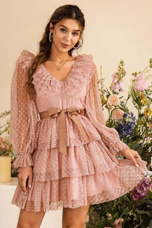 Robe Champêtre Rose Pâle