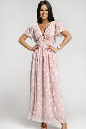 Robe Champêtre Rose Poudré Grande Taille