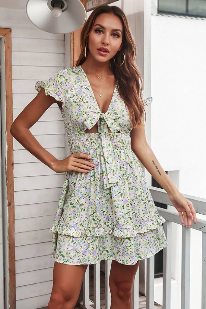 Robe Champ??tre Chic Femme Verte P?�le - Esprit Champ??tre